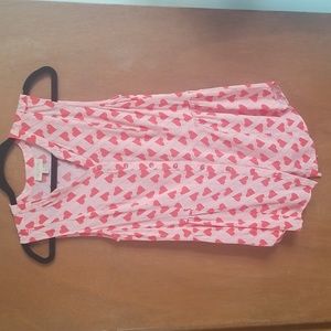 Modcloth Ivory Heart Print Sleeveless Top Shirt sz Small